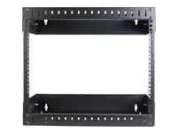 StarTech.com Rack à Cadre Ouvert Noir 8 U - Rack Fixation Murale - Profondeur Réglable - Rack - montable sur mur - noir - 8U - 20" RK812WALLOA