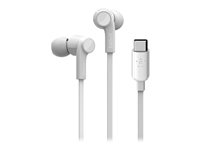 Belkin ROCKSTAR - Écouteurs avec micro - intra-auriculaire - filaire - USB-C - isolation acoustique - blanc G3H0002BTWHT