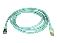 StarTech.com 2m CAT6A Ethernet Cable, 10 Gigabit Shielded Snagless RJ45 100W PoE Patch Cord, CAT 6A 10GbE STP Network Cable w/Strain Relief, Aqua, Fluke Tested/UL Certified Wiring/TIA - Category 6A - 26AWG (6ASPAT2MAQ) - Cordon de raccordement - RJ-45 (M) pour RJ-45 (M) - 2 m - STP - CAT 6a - moulé, sans crochet - turquoise 6ASPAT2MAQ