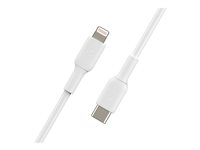 Belkin BOOST CHARGE - Câble Lightning - 24 pin USB-C mâle pour Lightning mâle - 1 m - blanc - Alimentation USB (18 W) CAA003BT1MWH