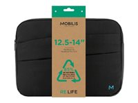 Mobilis RE.LIFE - Housse d'ordinateur portable - écologique, avec pochette pour accessoires - 12.5" - 14" - noir 064004