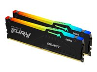 Kingston FURY Beast RGB - DDR5 - kit - 32 Go: 2 x 16 Go - DIMM 288 broches - 5200 MHz / PC5-41600 - CL36 - 1.25 V - mémoire sans tampon - on-die ECC - noir KF552C36BBEAK2-32