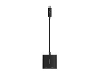Belkin USB-C to HDMI + Charge Adapter - Adaptateur vidéo - 24 pin USB-C mâle pour HDMI, USB-C (alimentation uniquement) femelle - noir - support 4K, USB Power Delivery (60W) AVC002BTBK