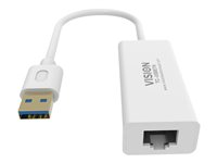 Vision TC-USBETH - Adaptateur réseau - USB 3.0 - Gigabit Ethernet x 1 - blanc TC-USBETH