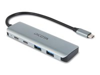 DICOTA - Concentrateur (hub) - 10 Gbps, USB C 4-en-1, haut débit - 2 x USB-C 3.2 Gen 2 + 2 x USB 3.2 Gen 2 - de bureau D32061