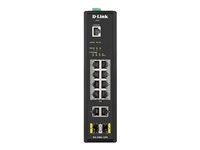 D-Link DIS 200G-12PS - Commutateur - Géré - 10 x 10/100/1000 (8 PoE+) + 2 x SFP - Montage sur rail DIN, fixation murale - PoE+ (240 W) - CA 120/230 V / CC 46 - 54 V DIS-200G-12PS