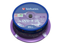 Verbatim - 25 x DVD+R DL - 8.5 Go 8x - argent mat - spindle 43757