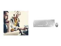 CHERRY DW 8000 - Ensemble clavier et souris - sans fil - 2.4 GHz - US avec le symbole de l'euro - blanc, argent JD-0310EU