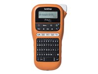 Brother P-Touch PT-E110 - Étiqueteuse - Noir et blanc - transfert thermique - Rouleau (1,2 cm) - 180 dpi - jusqu'à 20 mm/sec - outil de coupe - impression par 2 lignes - noir, orange PTE110F1