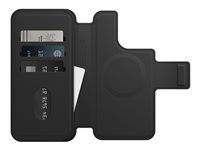 OtterBox - Étui à rabat pour téléphone portable - compatibilité avec MagSafe - cuir synthétique - noir ombré - pour Apple iPhone 14 Pro Max 77-90285