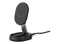 Belkin BoostCharge Pro - Support de chargement sans fil - magnétique, convertible, avec Qi2 - 15 Watt - 3 A - Fast Charge - noir WIA008BTBK