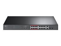 TP-Link TL-SL1218MP - Commutateur - non géré - 16 x 10/100 (PoE+) + 2 x 10/100/1000 + 2 x SFP Gigabit combiné - Montable sur rack (192 W) TL-SL1218MP