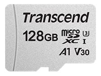 Transcend 300S - Carte mémoire flash (adaptateur inclus(e)) - 128 Go - A1 / Video Class V30 / UHS-I U3 - micro SDXC TS128GUSD300S-A