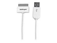 StarTech.com Câble connecteur Apple Dock 30 broches vers USB de 1 m - Cordon de charge / sync pour iPad iPhone iPod - M/M - Blanc - Adaptateur de recharge/données - Apple Dock mâle pour USB mâle - 1 m - blanc - pour P/N: ST73007UA USB2ADC1M