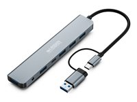 Urban Factory Minee - Concentrateur (hub) - USB-A/C, 7 ports - 5 x SuperSpeed USB 3.0 + 1 x USB-C - de bureau MHC70UF