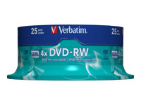 Verbatim - 25 x DVD-RW - 4.7 Go (120 minutes) 4x - argent mat - spindle 43639