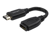 StarTech.com Câble d'extension HDMI® mâle à femelle | Connecteur de préhension | HDR | Garantie à vie - Câble de rallonge HDMI - HDMI mâle droit pour HDMI femelle droit - 15.2 cm - double blindage - noir - support 4K HD2MF6INL