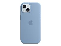 Apple - Coque de protection pour téléphone portable - compatibilité avec MagSafe - silicone - bleu hivernal - pour iPhone 15 MT0Y3ZM/A