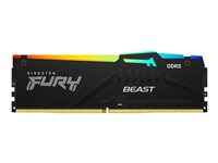 Kingston FURY Beast RGB - DDR5 - module - 16 Go - DIMM 288 broches - 6400 MHz / PC5-51200 - CL32 - 1.4 V - mémoire sans tampon - on-die ECC - noir KF564C32BBA-16