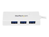 StarTech.com Hub USB 3.0 à 4 ports avec câble intégré - Concentrateur USB SuperSpeed portable - Mini hub USB3 - Blanc - Concentrateur (hub) - 4 x SuperSpeed USB 3.0 - de bureau - pour P/N: FCREADMICRO3, MSDREADU2OTG, MSDREADU3CA ST4300MINU3W