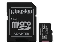 Kingston Canvas Select Plus - Carte mémoire flash (adaptateur microSDXC vers SD inclus(e)) - 64 Go - A1 / Video Class V10 / UHS Class 1 / Class10 - microSDXC UHS-I SDCS2/64GB